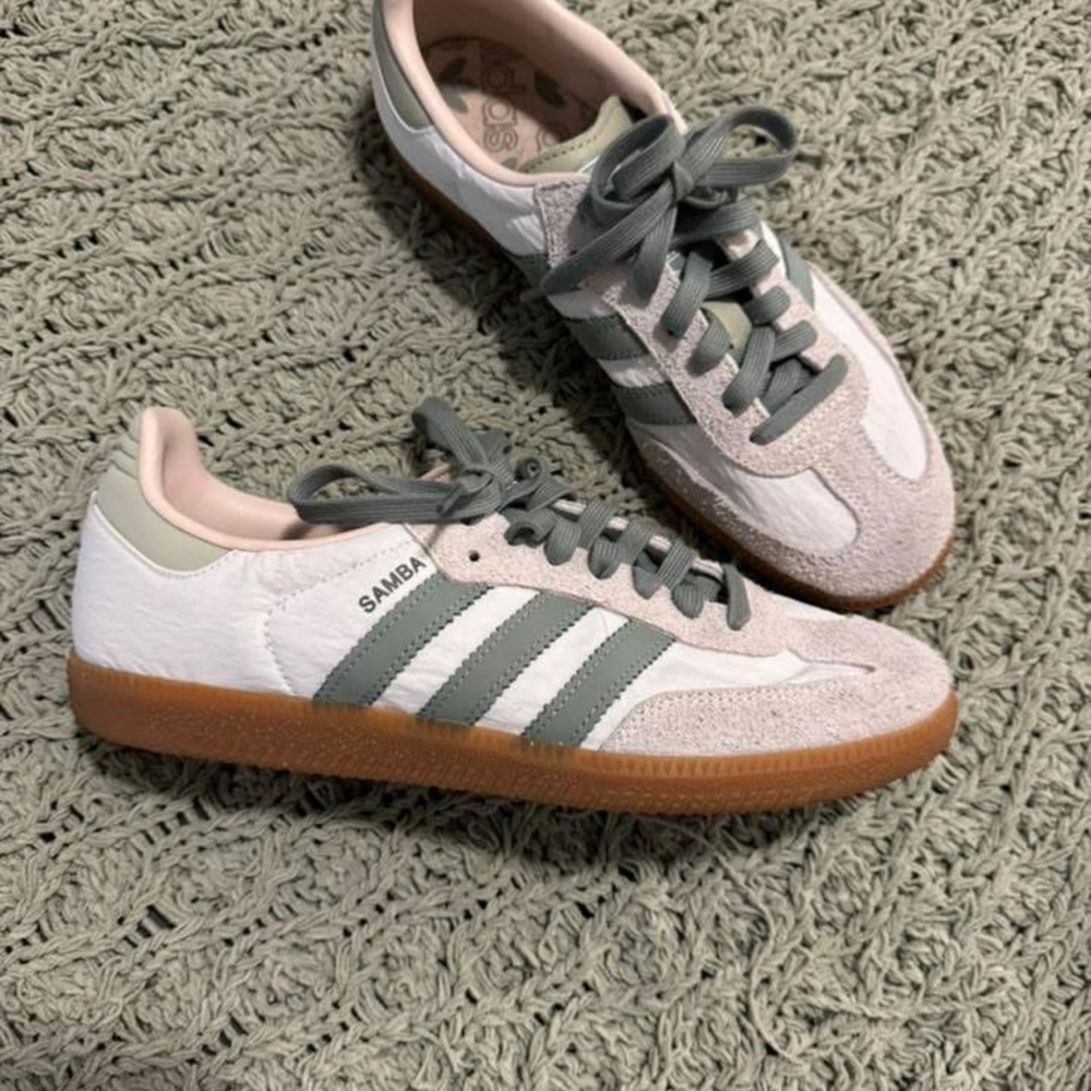 Adidas Samba Sneakers in White and Green
